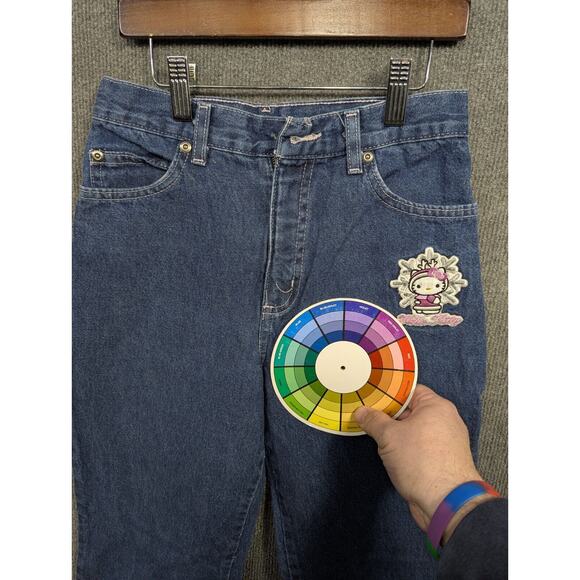 Vtg Hello Kitty Jeans Girls Large (24x25) Sanrio Smiles Y2K Patch Beaded Denim - Picture 5 of 11